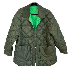 Calvin Klein Jeans Women’s Reversible Quilted Green Jacket Size L NWOT